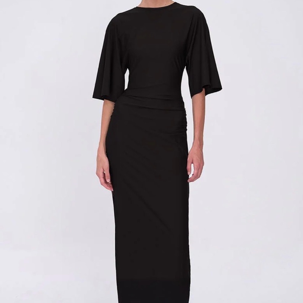 Black Maxi Dress with Flutter Elbow Sleeves